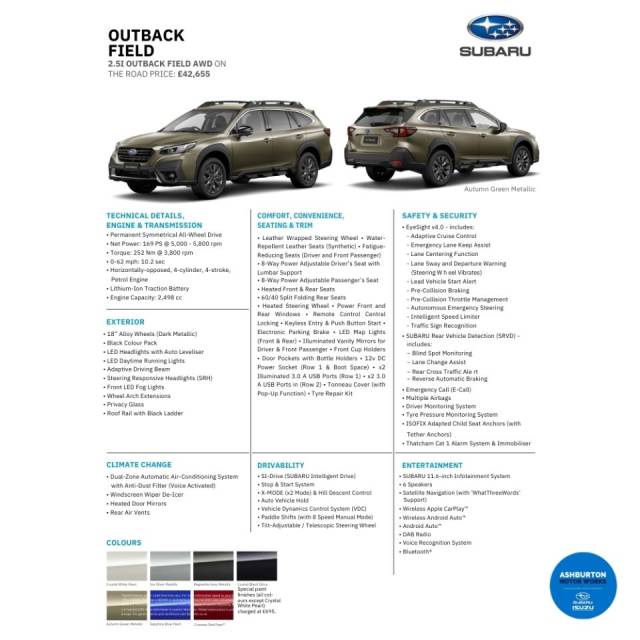 2025 Subaru Outback 2.5 Field