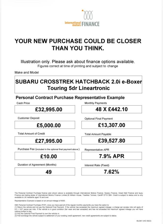 2025 Subaru Crosstrek 2.0i e-Boxer Touring 5dr Lineartronic