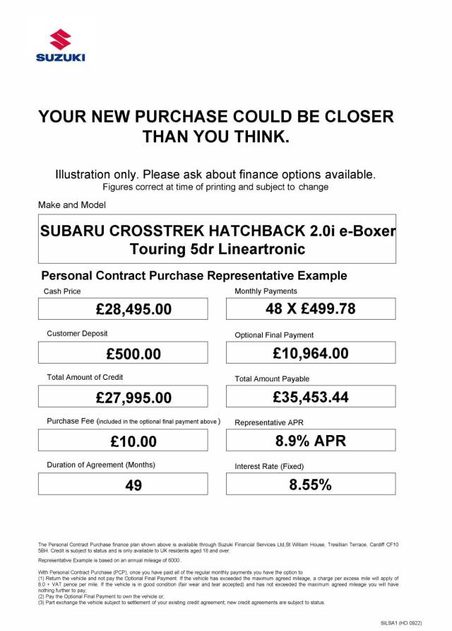 2025 Subaru Crosstrek 2.0i e-Boxer Touring 5dr Lineartronic