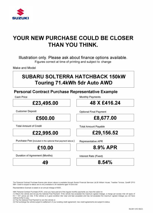 2024 Subaru Solterra 0.0 150kW Touring 71.4kWh 5dr Auto AWD